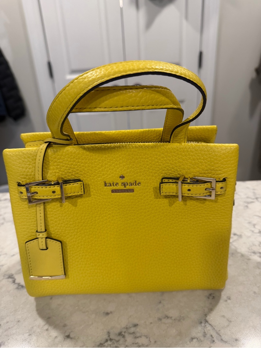 kate spade yellow pebbled leather satchel